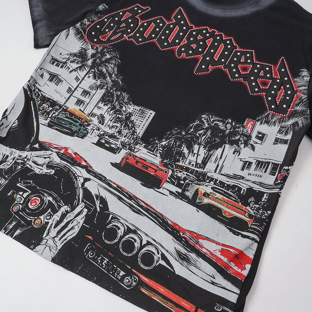 Godspeed Washed Car & Key Graphic Short-Sleeve T-Shirt