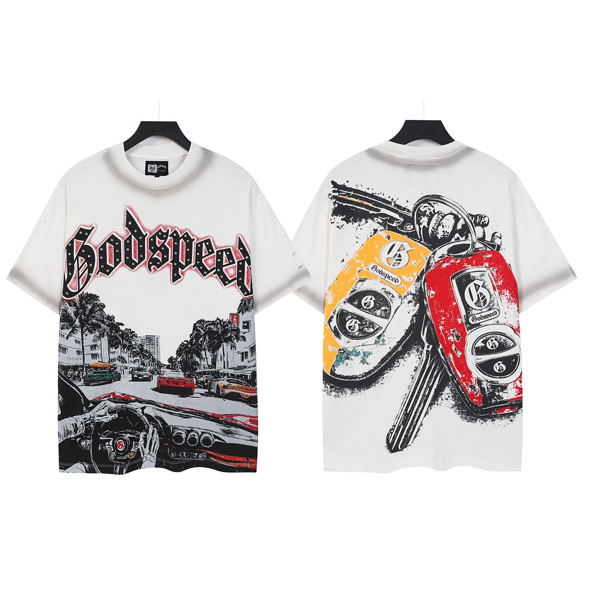 Godspeed Washed Car & Key Graphic Short-Sleeve T-Shirt