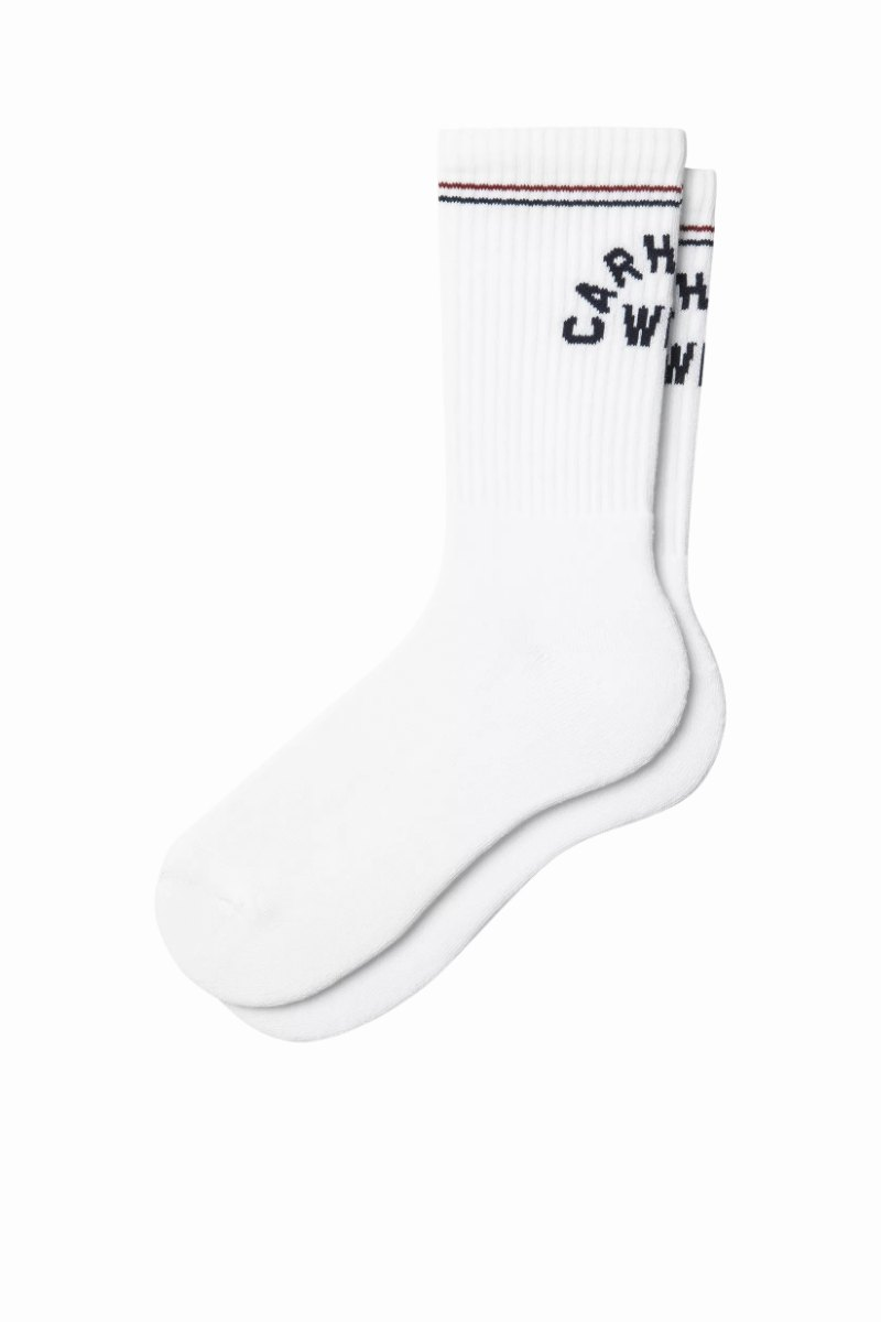 CARHARTT WIP ARCH SCRIPT SOCKS White / Dark Navy