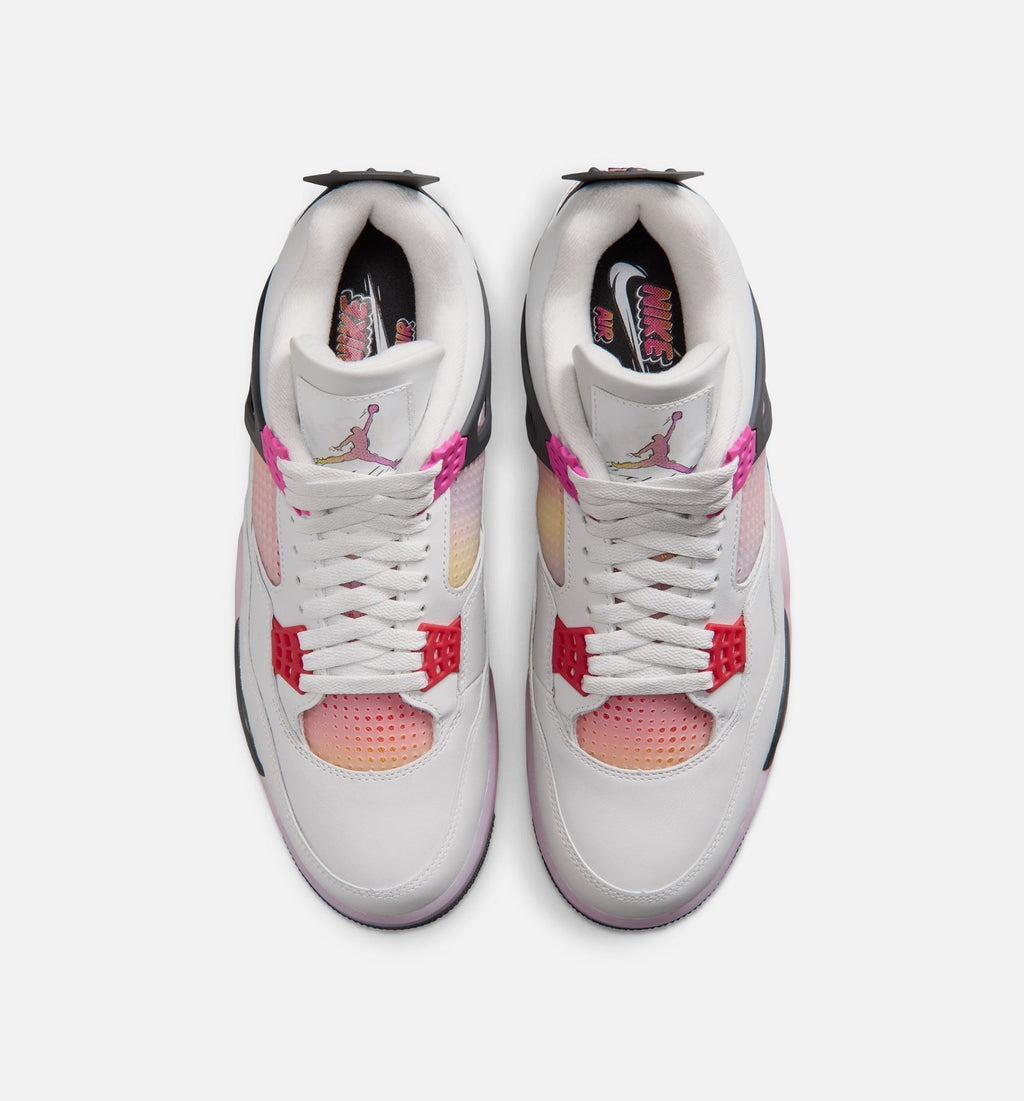Air Jordan 4 Retro Comic Men's Shoes - Off White Fire Pink Anthracite