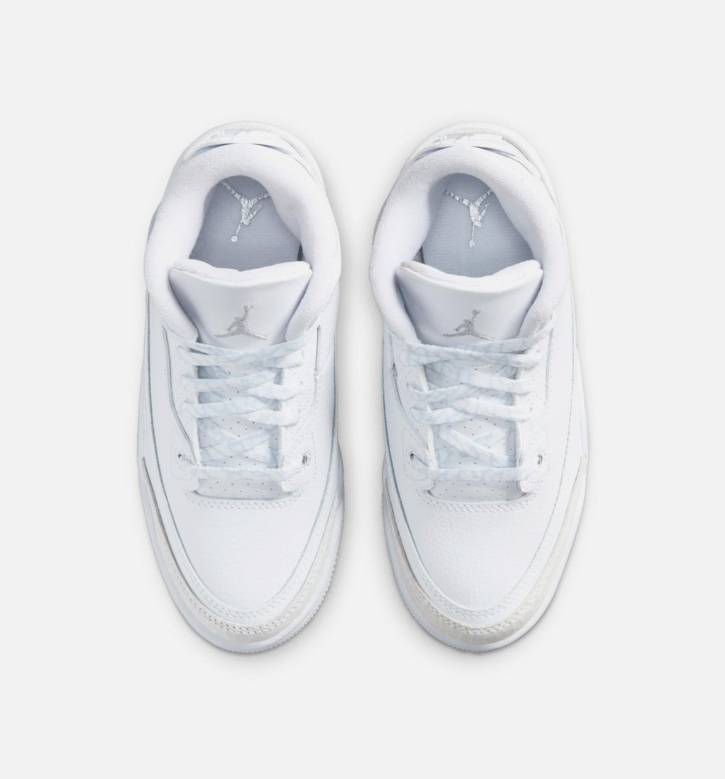 Air Jordan 3 Retro White & Silver Preschool Lifestyle Shoe