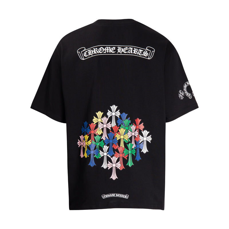 Chrome Hearts Multi-Color Cemetery Cross Short Sleeve T-shirt 6052