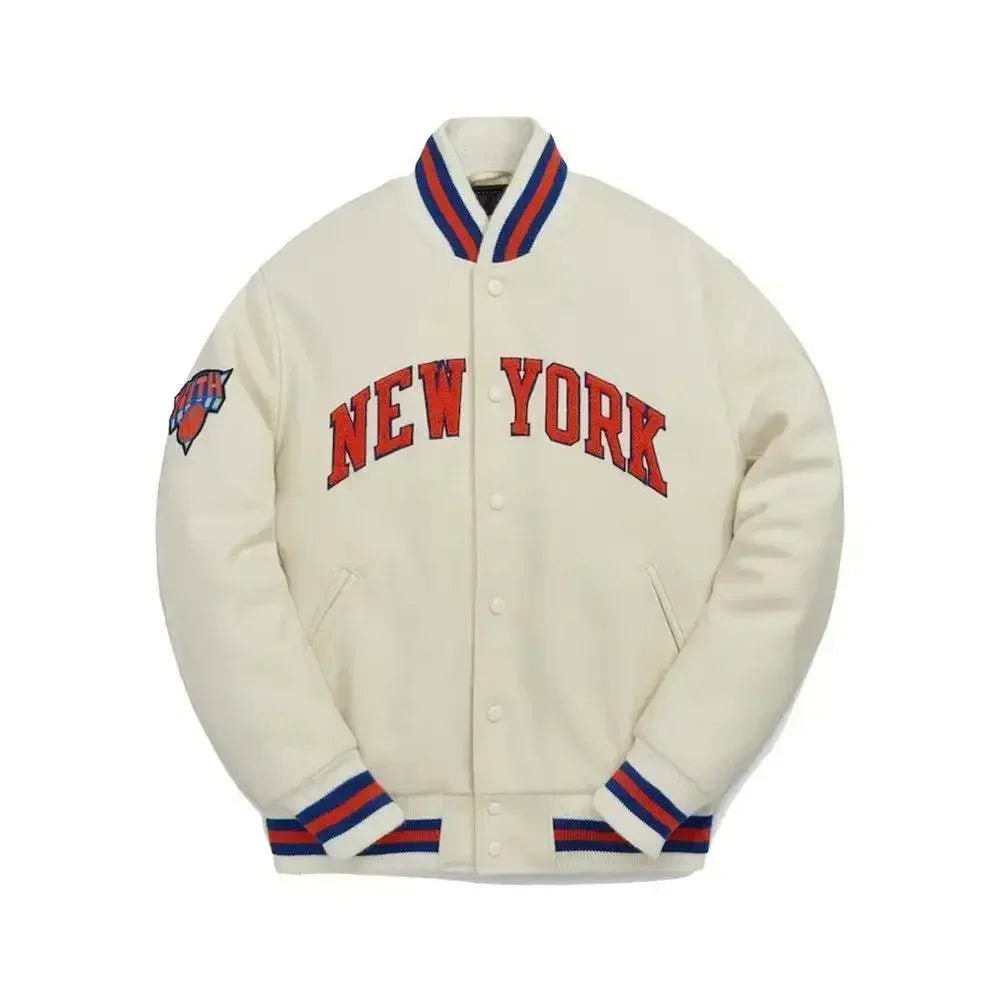 Kith New York Knicks Varsity Jacket White