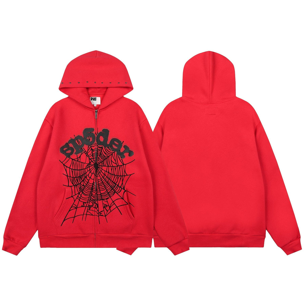Sp5der Spiderweb Graphic Zip Hoodie & Sweatpants Matching Set