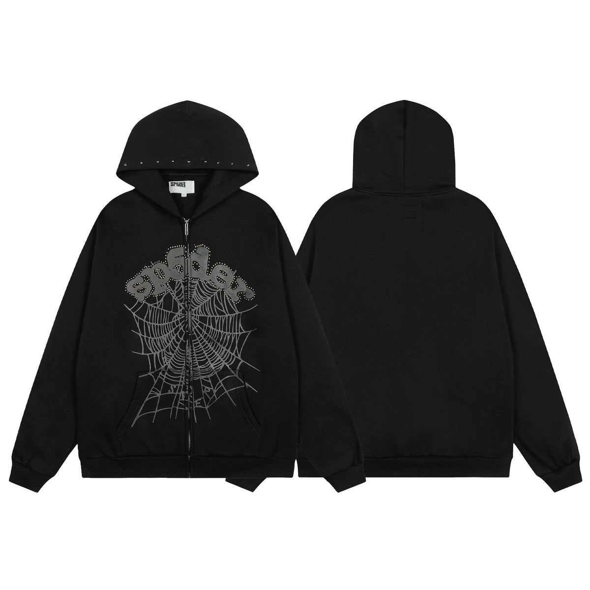 Sp5der Spiderweb Graphic Zip Hoodie & Sweatpants Matching Set