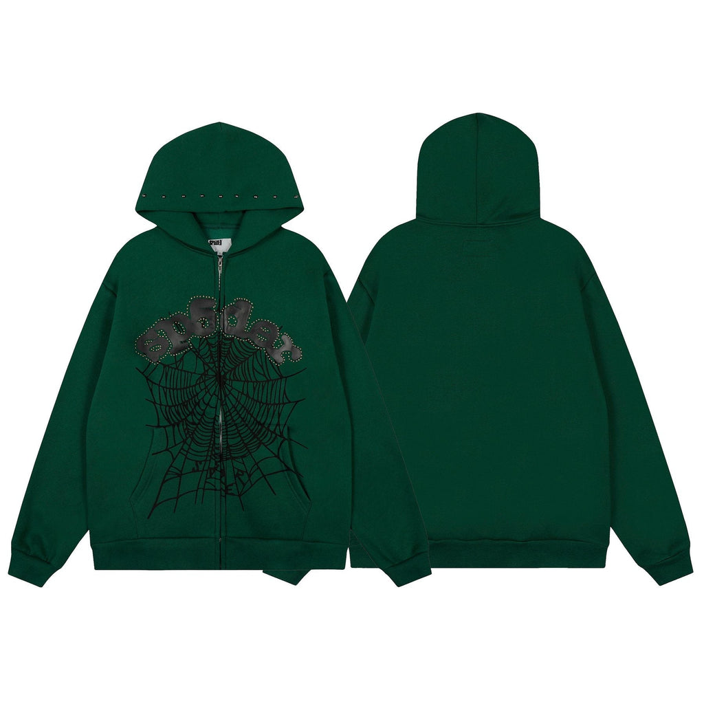 Sp5der Spiderweb Graphic Zip Hoodie & Sweatpants Matching Set