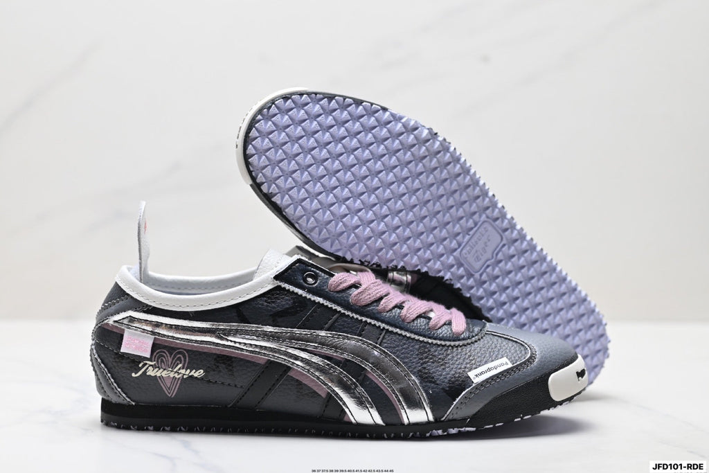Onitsuka Tiger Retro Low Top Black Pink Silver Unisex Shoes Style 25