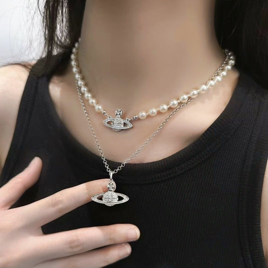 Vivienne Westwood Style Layered Chain Orb Necklace