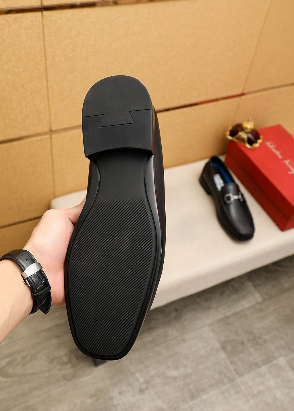 Ferragamo Black Metal-Bit Loafers - Apron Toe