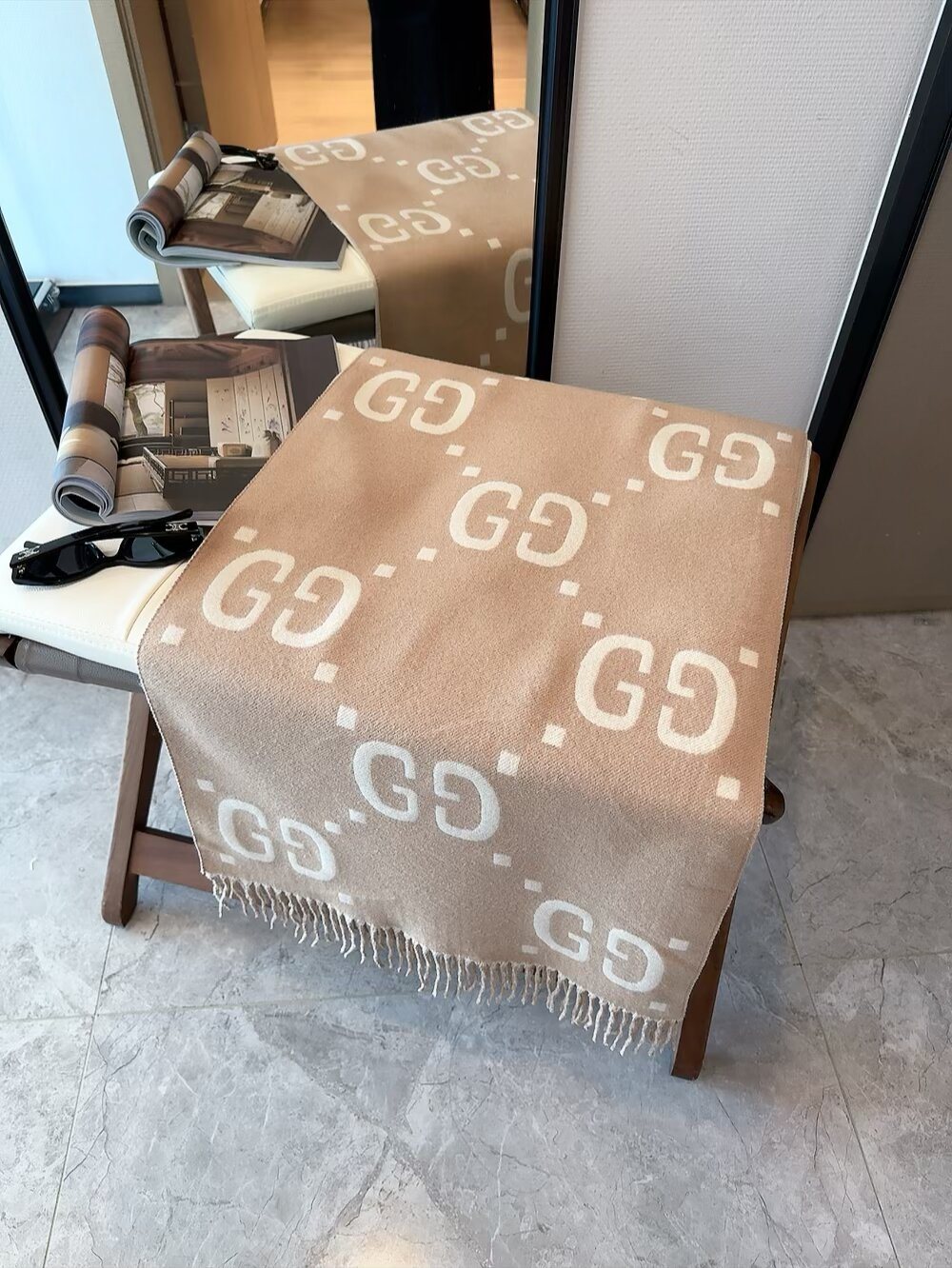Gucci Two-Tone Fringed Scarf