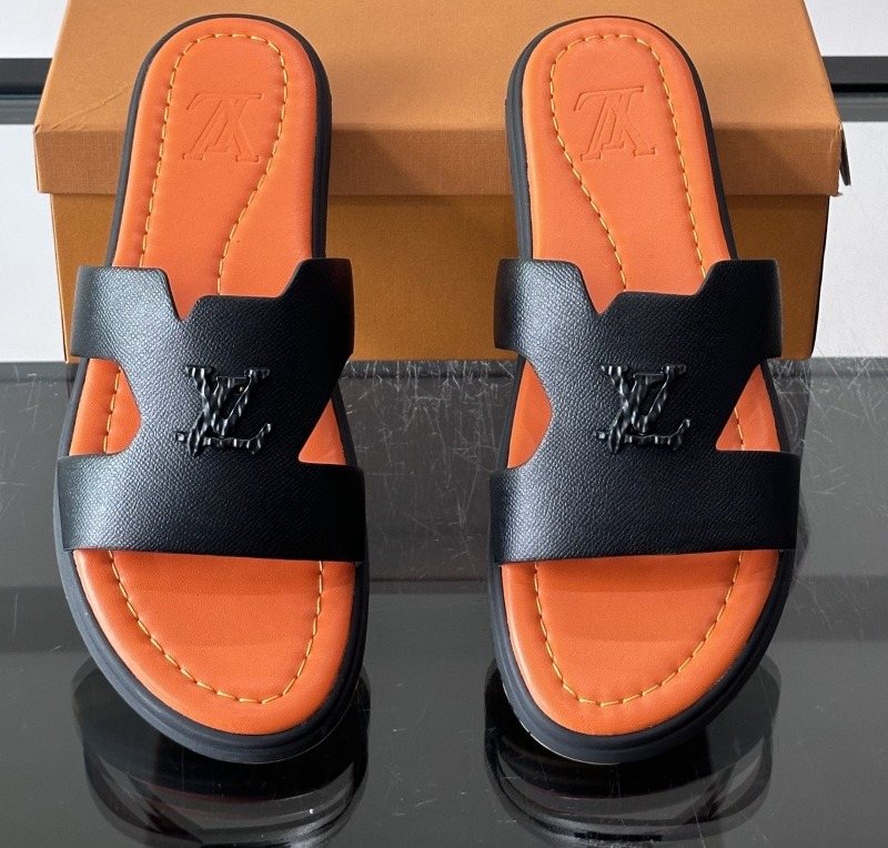 Louis Vuitton Isola Monogram Slide Sandals - Black and Orange