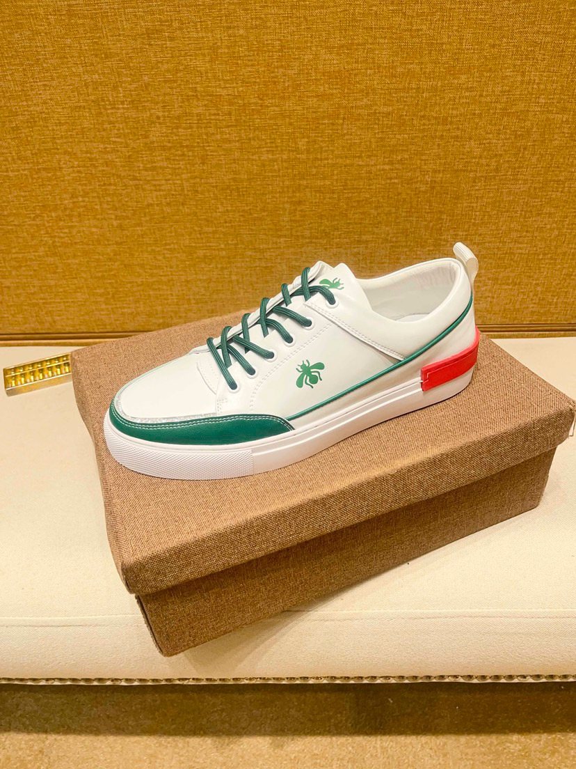 White Green and Red Low-Top Sneakers