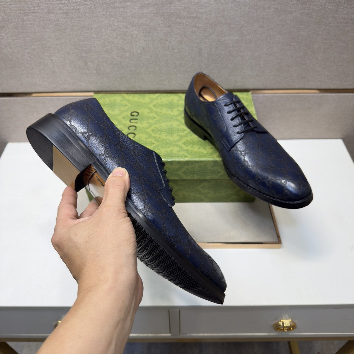 Gucci Men's Navy Lace-Up Shoes