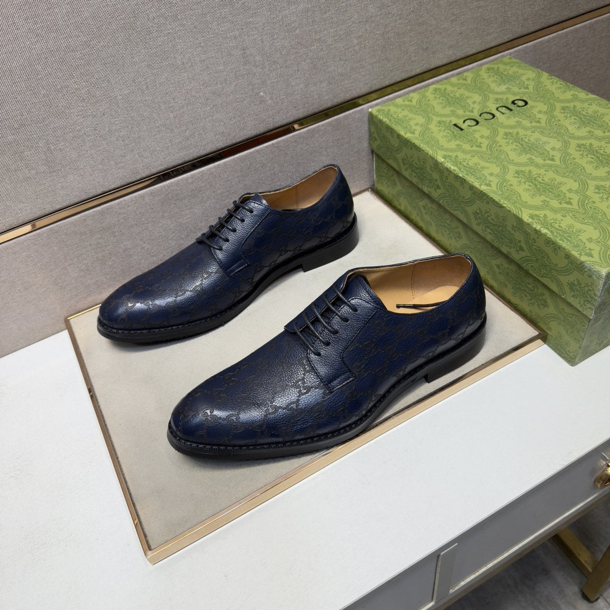 Gucci Men's Navy Lace-Up Shoes
