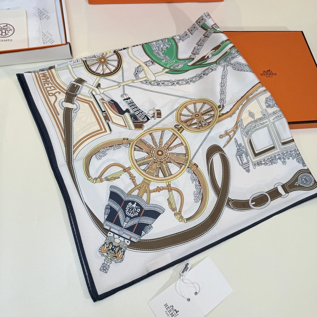 Hermès Carriage Print Silk Scarf
