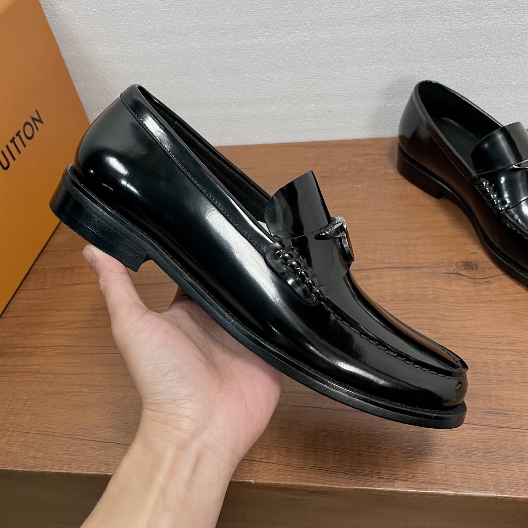 Louis Vuitton Black Logo Buckle Loafers