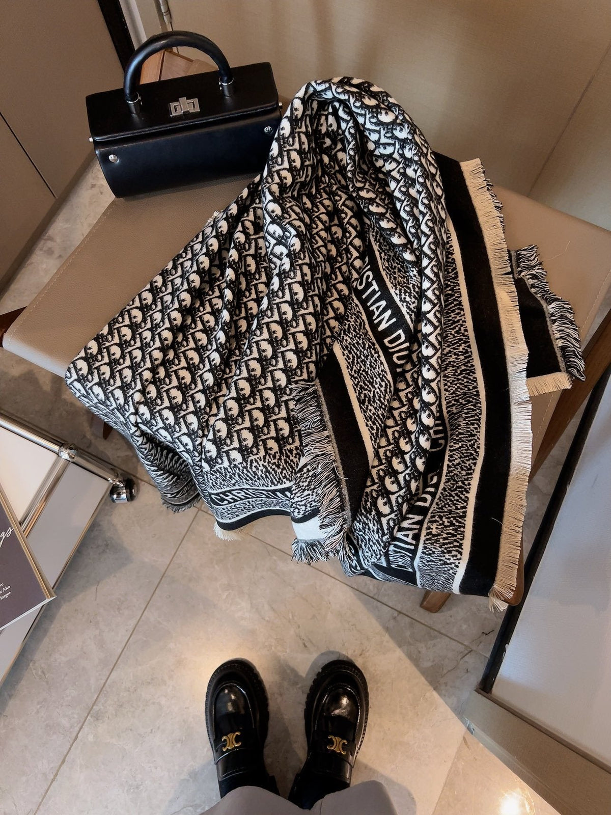 Dior Fringed Monogram Scarf