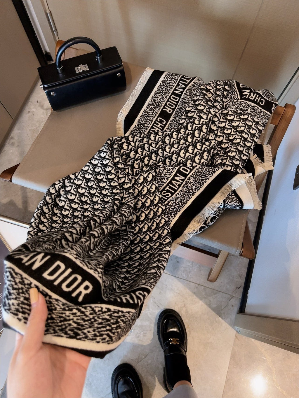 Dior Fringed Monogram Scarf