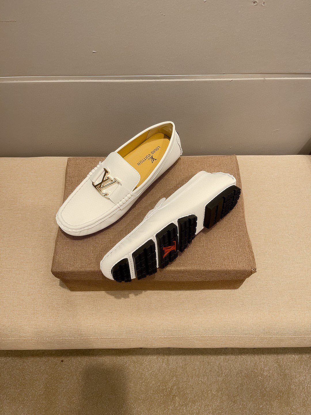Louis Vuitton Cream White Logo Loafers