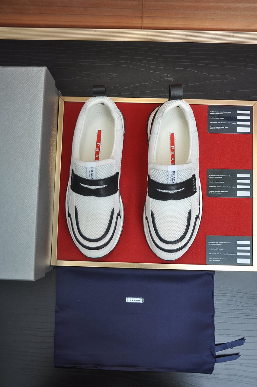 Prada Black Strap Low-Top Sneakers