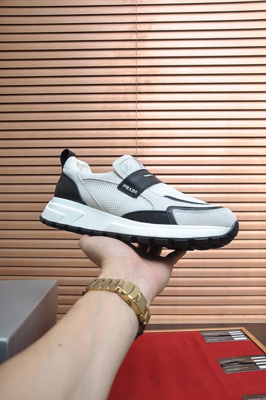 Prada Black Strap Low-Top Sneakers