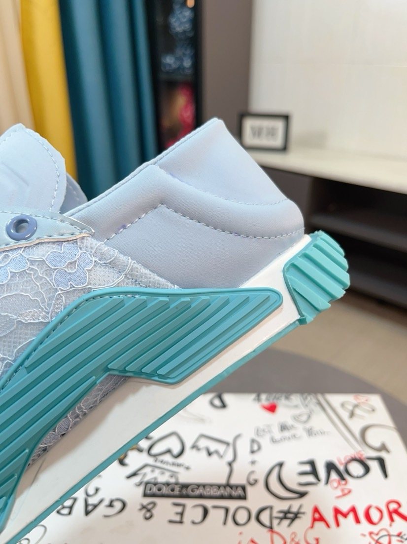 Dolce & Gabbana Turquoise Light Blue & White Sneakers