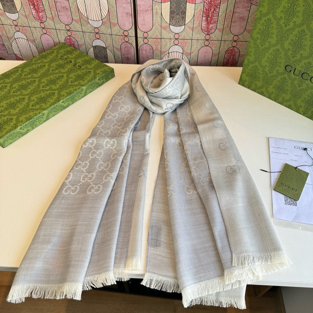 Gucci Fringed Monogram Scarf