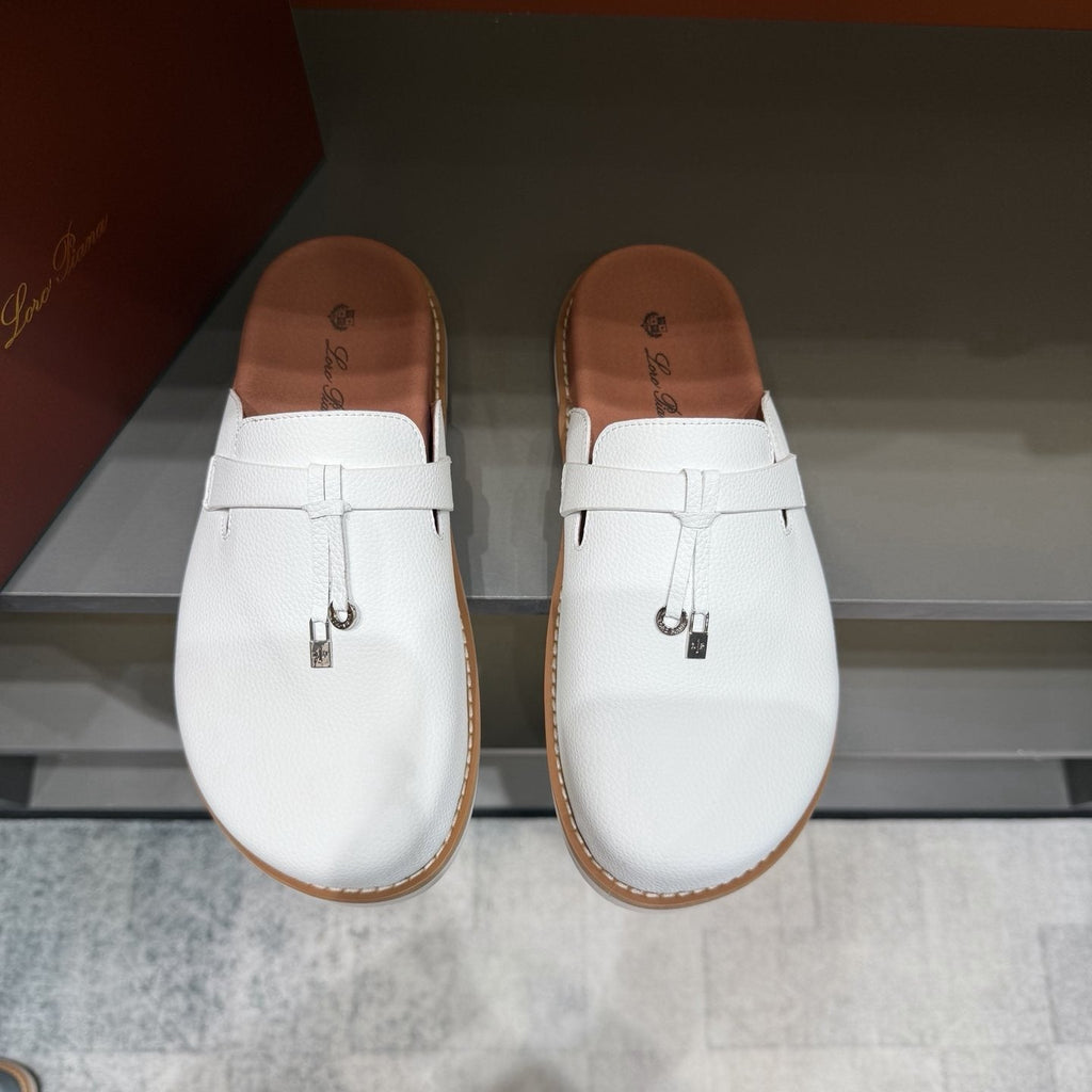 Textured Loafer Mule Shoes
