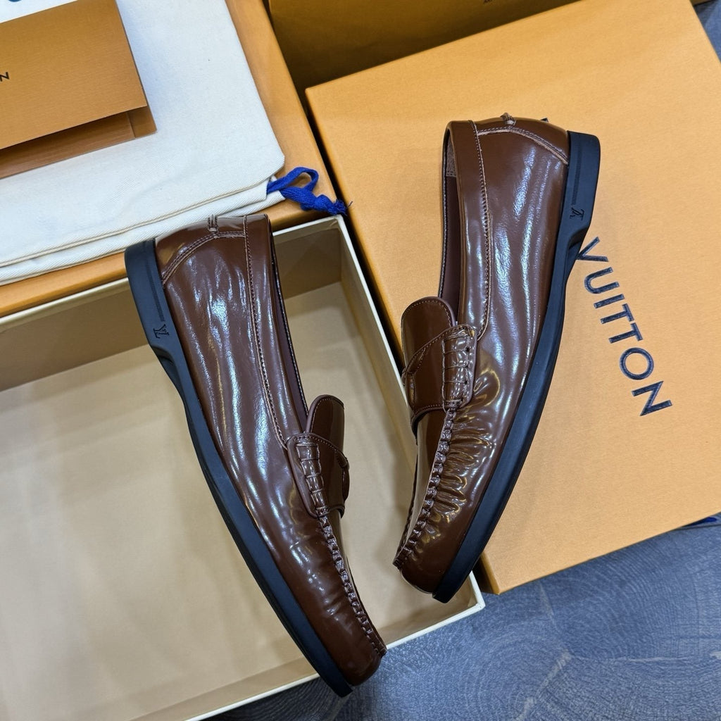 Louis Vuitton Men's Brown Penny Loafers - Leather Lining