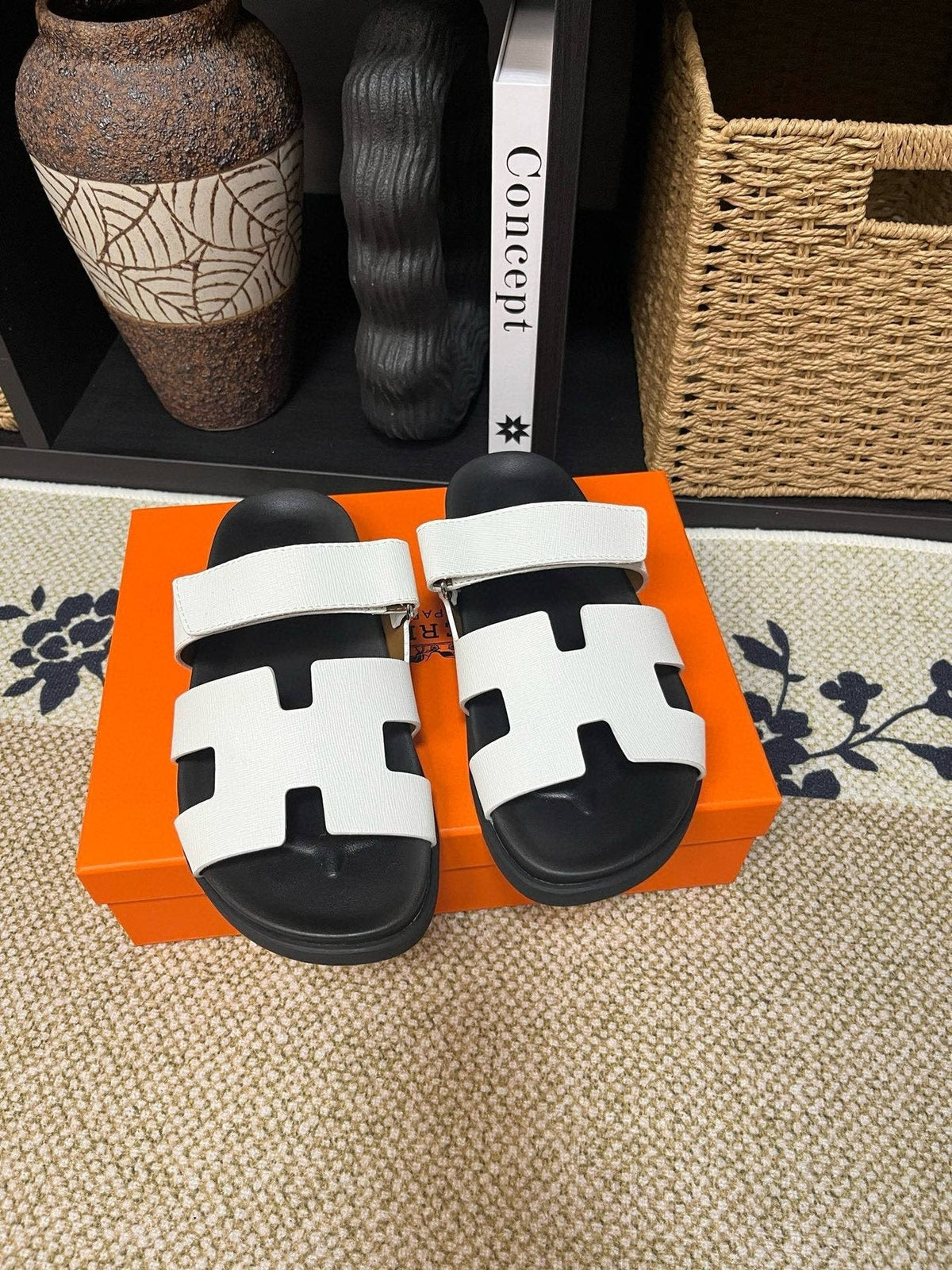 Hermes Men's Cutout Slide Sandals