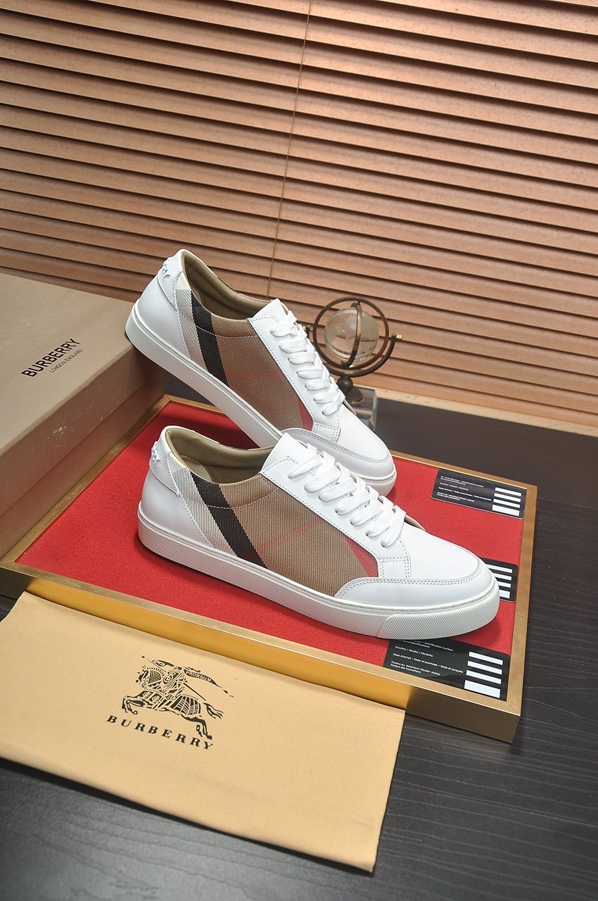 Burberry Plaid Panel Low-Top Sneakers