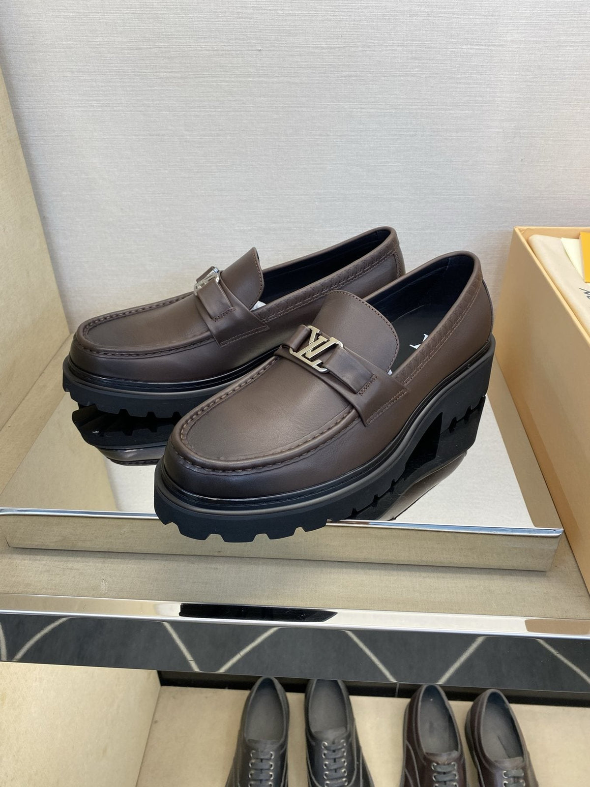 Louis Vuitton Men's Metal Logo Loafers