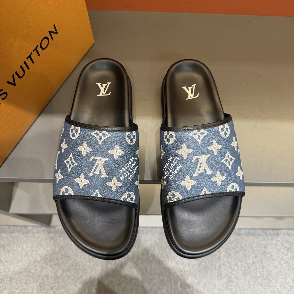 Louis Vuitton Monogram Slide Sandals - Overlapping Monogram-Pattern Upper