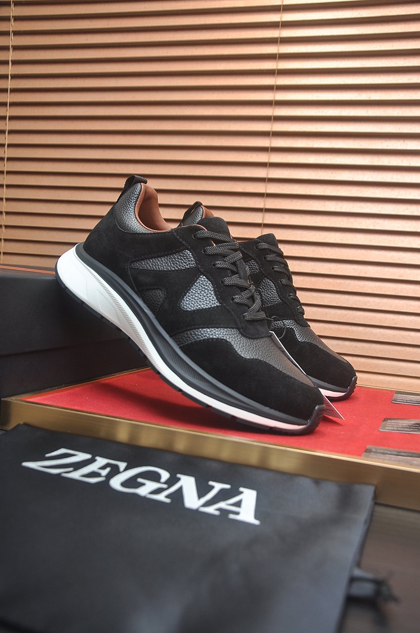 Zegna Men's Low-Top Panel Sneakers