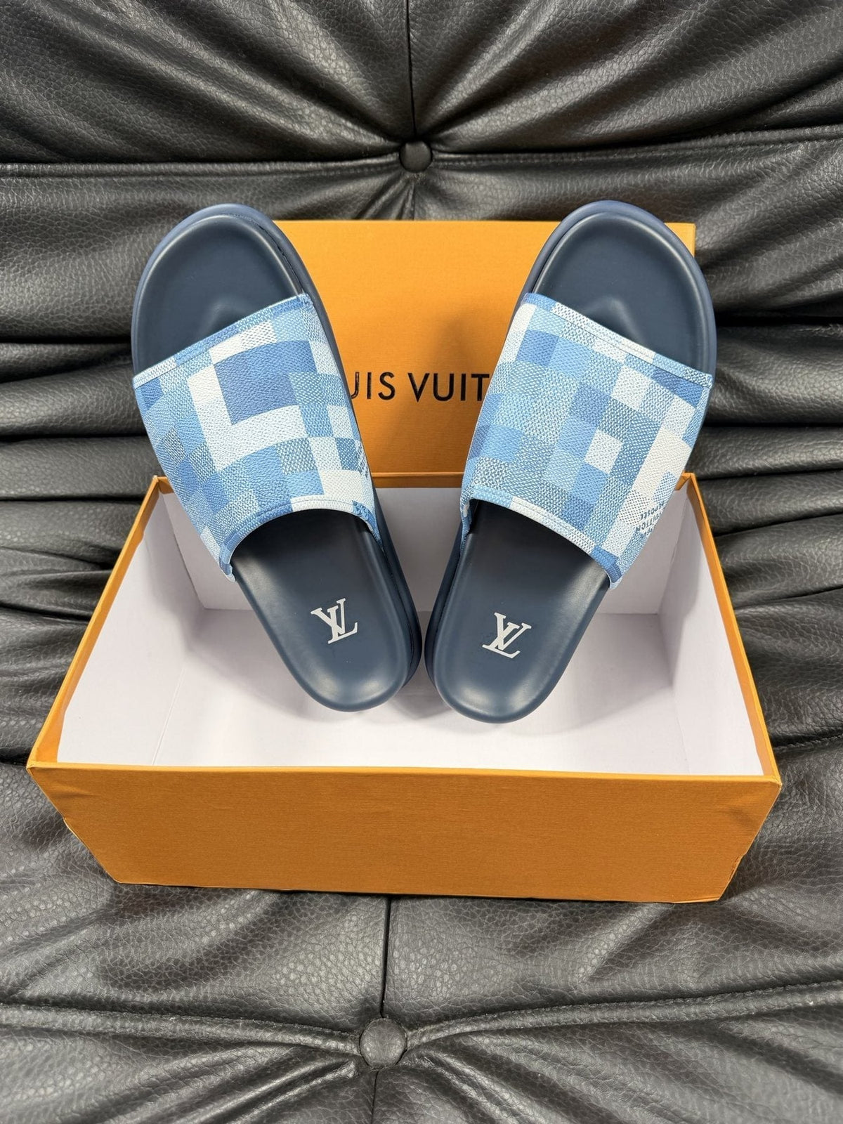 Louis Vuitton Checkerboard Slide Sandals - Single Wide Checkerboard Strap