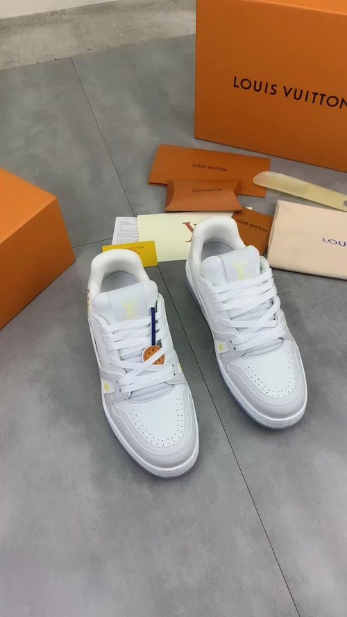 Louis Vuitton Floral Low-Top Sneakers - White, Gray & Yellow