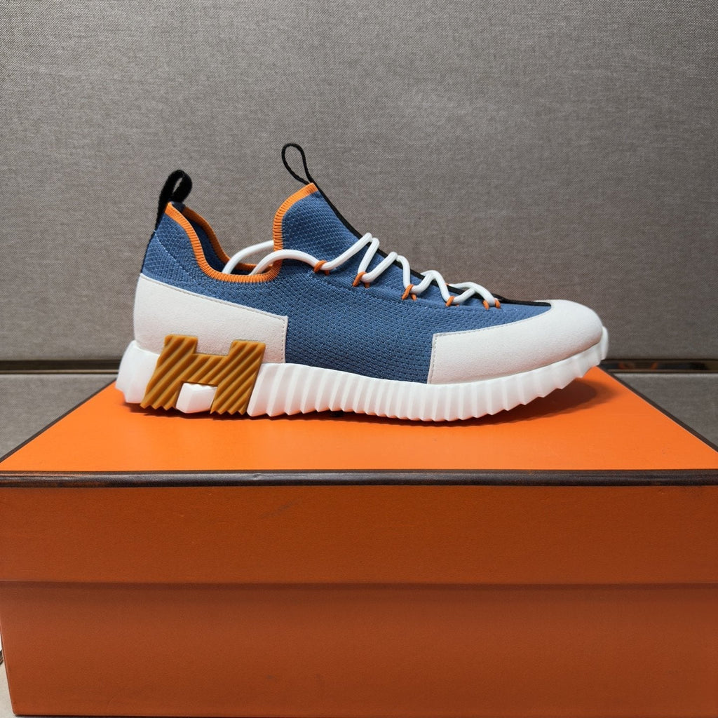 Hermès Men's Color-Block Low-Top Sneakers - Ribbed Outsole