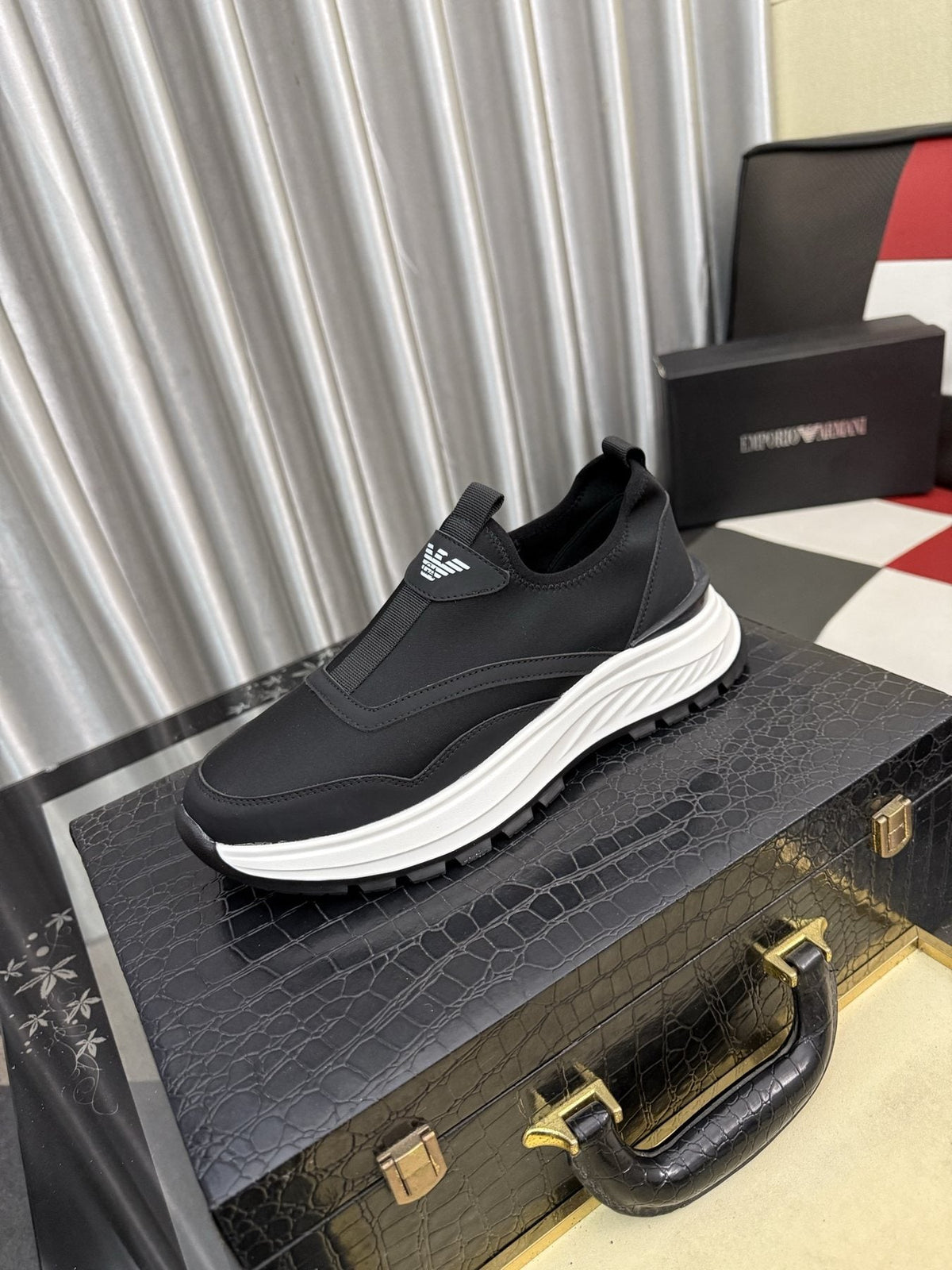 Armani Layered Slip-On Sneakers