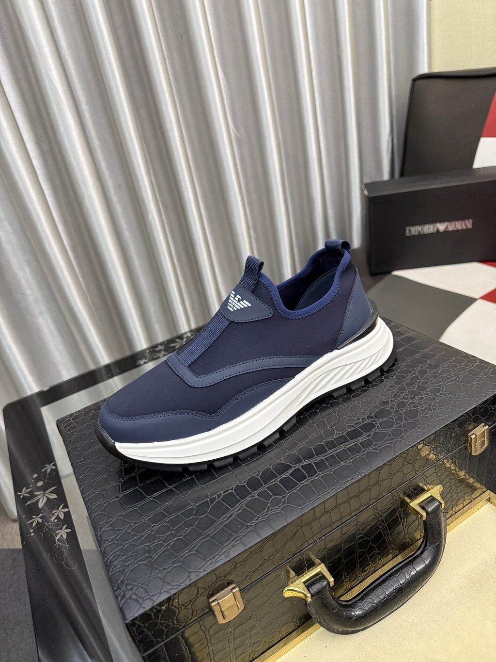 Armani Layered Slip-On Sneakers