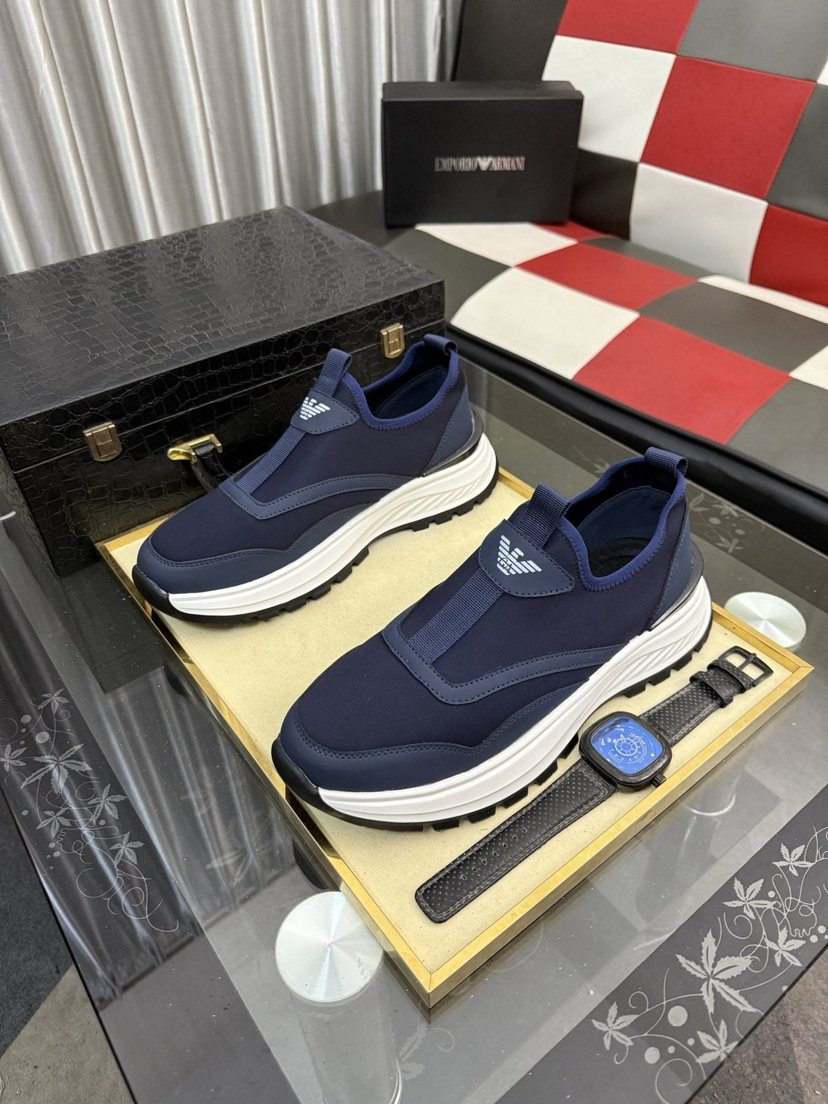 Armani Layered Slip-On Sneakers