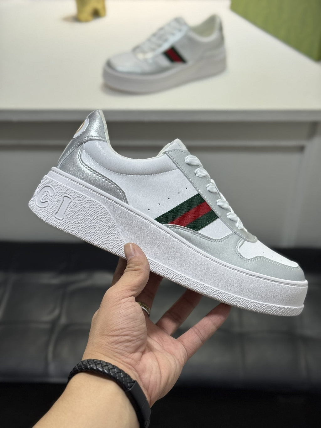 Gucci Green-Red Stripe Sneakers