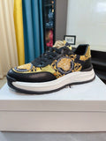 Versace Men's Gold Pattern Leather Sneakers