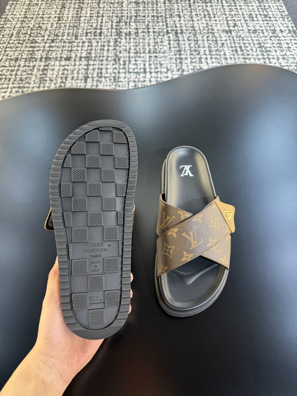 Louis Vuitton Monogram Cross-Strap Slide Sandals - Crossover Strap Design
