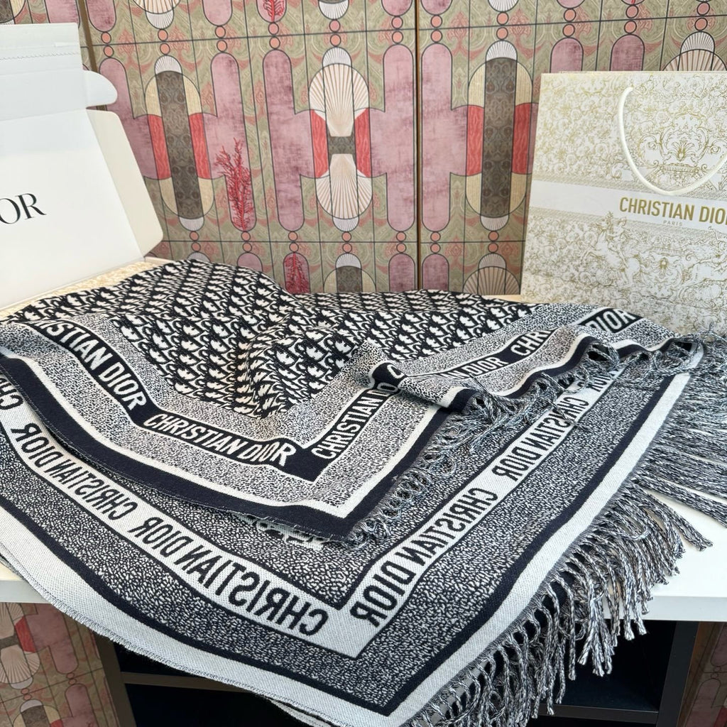 Dior Fringed Monogram Scarf