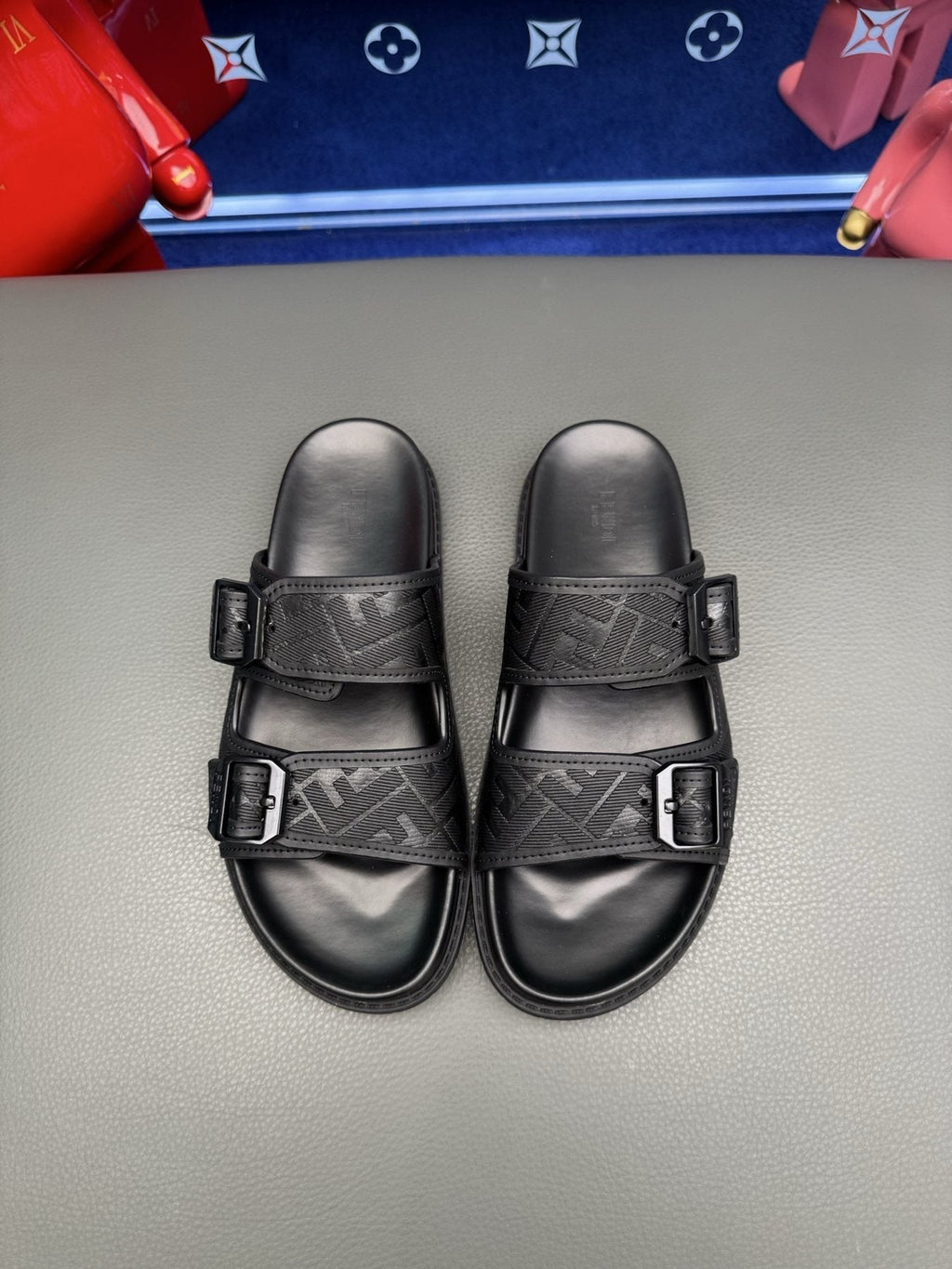 Fendi Two-Buckle Slide Sandals
