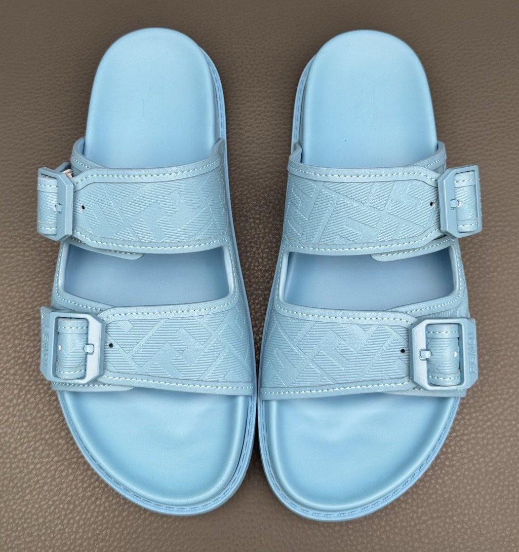 Fendi Two-Buckle Slide Sandals