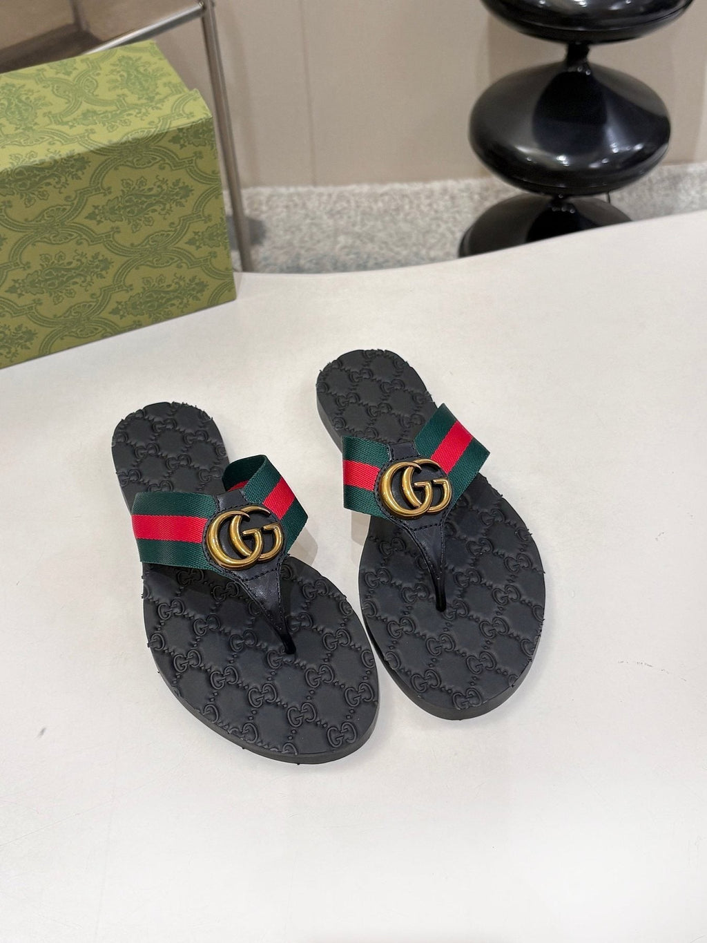 Gucci Striped Thong Sandals