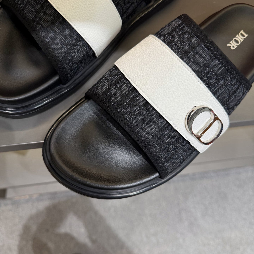 Dior Patterned Strap Slide Sandals - Open Toe