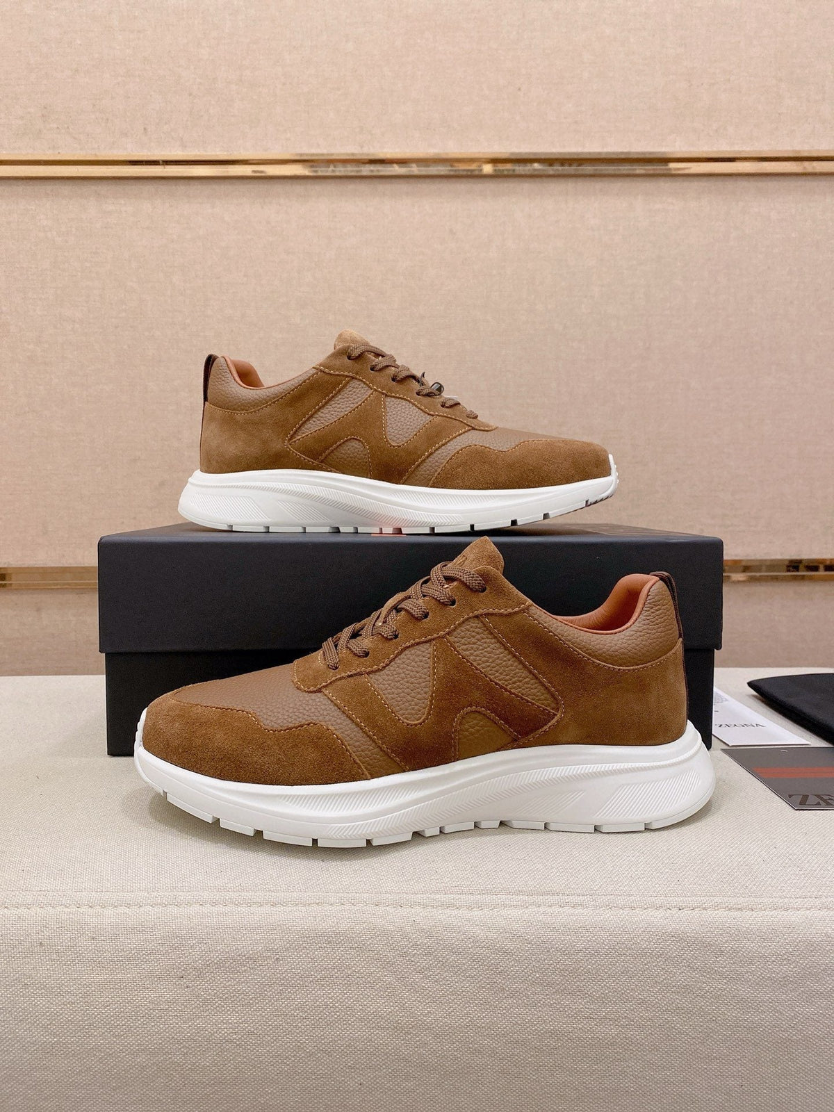 Zegna Men's Textured Low-Top Sneakers - Contrast Sole