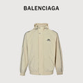 Balenciaga Side Woven Tape Chest 3M Embroidered Hooded Zip-Up Jacket — Ecru